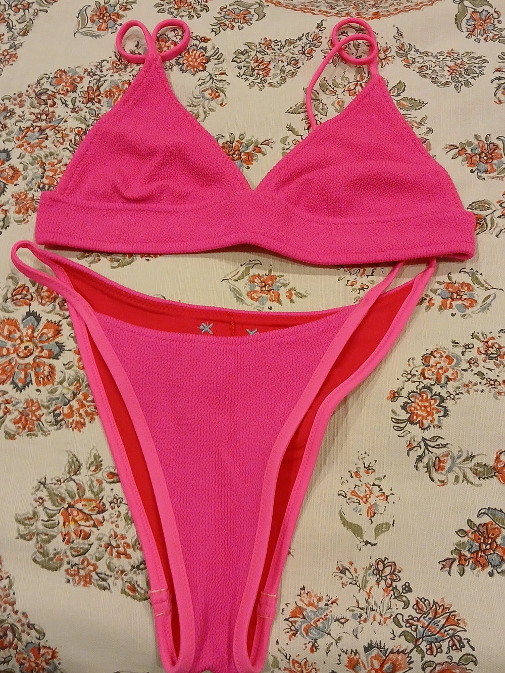 Bananamoon Neon Pink Textured Two-Piece Bikini